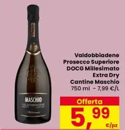 Despar Valdobbiadene Prosecco Superiore DOCG Millesimato Extra Dry Cantine Maschio offerta