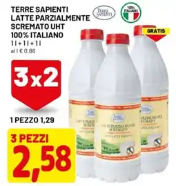 DPiù Terre sapienti latte parzialmente scremato uht 100% italiano offerta