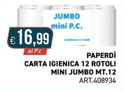 PGS Cash&Carry Paperdì carta igienica 12 rotoli mini jumbo mt.12 offerta