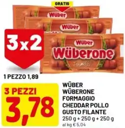 DPiù Wüber wüberone formaggio cheddar pollo gusto filante offerta