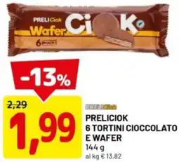 DPiù Preliciok 6 tortini cioccolato e wafer offerta