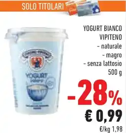 Conad Yogurt bianco vipiteno naturale, magro, senza lattosio offerta