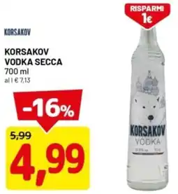 DPiù Korsakov vodka secca offerta