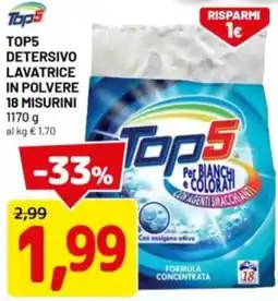 DPiù Top5 detersivo lavatrice in polvere 18 misurini offerta