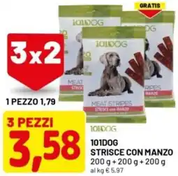 DPiù 101dog strisce con manzo offerta