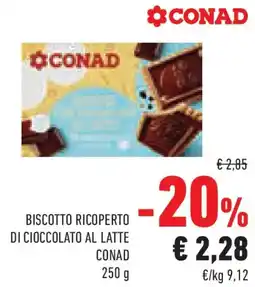 Conad Biscotto ricoperto di cioccolato al latte CONAD offerta