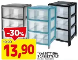 DPiù Cassettiera 3 cassetti alti offerta