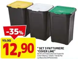 DPiù Set 3 pattumiere "cover line" offerta