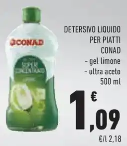 Conad Detersivo liquido per piatti conad gel limone e ultra aceto offerta