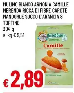 Galassia Mulino bianco armonia camille merenda ricca di fibre carote mandorle succo d'arancia 8 tortine offerta
