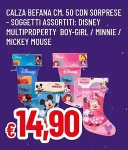Galassia Calza befana cm. 50 con sorprese - soggetti assortiti offerta