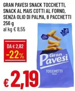 Galassia Gran pavesi snack tocchetti, snack al mais cotti al forno, senza olio di palma, 8 pacchetti offerta