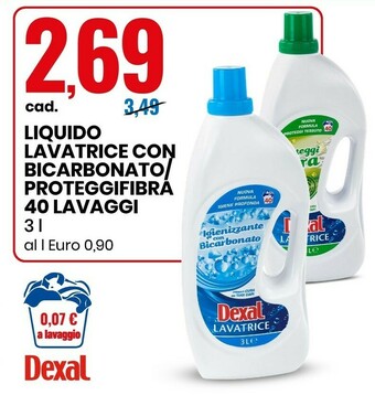 Eurospin Dexal liquido lavatrice con bicarbonato 40 lavaggi offerta