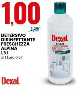 Eurospin Detersivo disinfettante freschezza alpina Dexal offerta