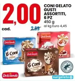 Eurospin Dolciando Coni gelato assortiti,6 pz offerta