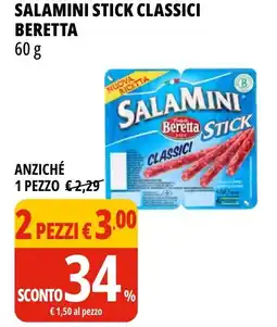 Tigros Salamini stick classici BERETTA offerta