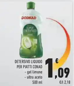 Conad Superstore Detersivo liquido per piatti conad gel limone e ultra aceto offerta