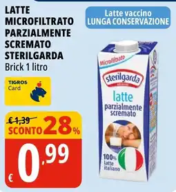 Tigros Latte microfiltrato parzialmente scremato STERILGARDA offerta