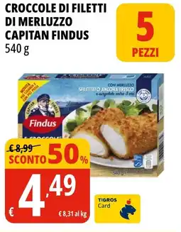 Tigros Croccole di filetti di merluzzo capitan FINDUS offerta