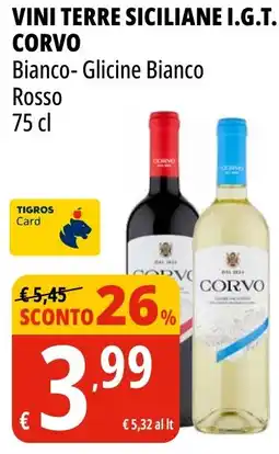 Tigros Vini terre siciliane i.g.t. CORVO offerta
