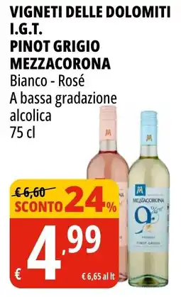 Tigros Vigneti delle dolomiti i.g.t. pinot grigio MEZZACORONA offerta