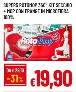 Galassia Super5 rotomop 360° kit secchio + mop con frange in microfibra 100% offerta
