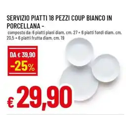 Famila SERVIZIO PIATTI 18 PEZZI COUP BIANCO IN PORCELLANA offerta
