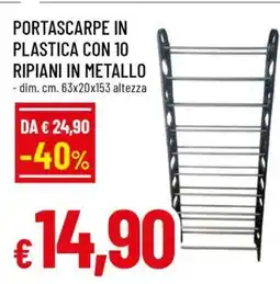Famila PORTASCARPE IN PLASTICA CON 10 RIPIANI IN METALLO offerta