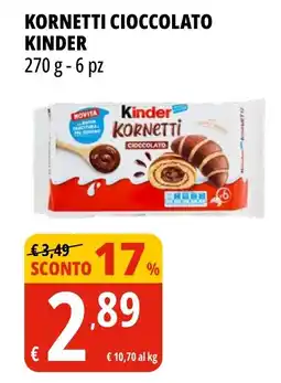 Tigros Kornetti cioccolato KINDER offerta