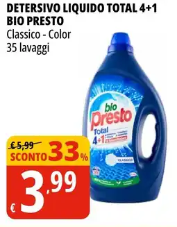 Tigros Detersivo liquido total 4+1 BIO PRESTO offerta