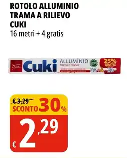 Tigros Rotolo alluminio trama a rilievo CUKI offerta