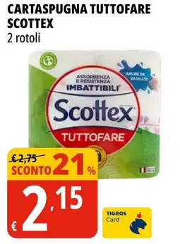 Tigros Cartaspugna tuttofare SCOTTEX 2 rotoli offerta