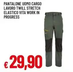 Galassia Pantalone uomo cargo lavoro twill stretch elastico vita work in progress offerta