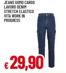 Galassia Jeans uomo cargo lavoro denim stretch elastico vita work in progress offerta