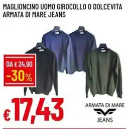 Galassia Maglioncino uomo girocollo o dolcevita armata di mare jeans offerta