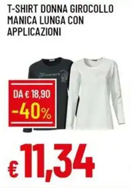 Galassia T-shirt donna girocollo manica lunga con applicazioni offerta