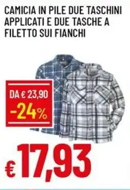 Galassia Camicia in pile due taschini applicati e due tasche a filetto sui fianchi offerta