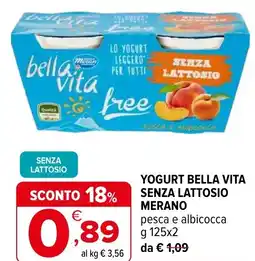 Iperal Yogurt BELLA VITA senza lattosio merano pesca e albicocca offerta