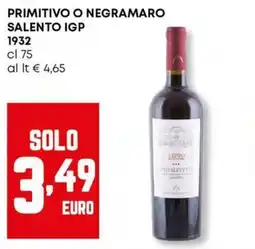 Panorama Primitivo o negramaro salento igp 1932 offerta