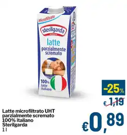 Qui Discount Latte microfiltrato UHT parzialmente scremato 100% italiano Sterilgarda offerta