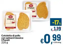 Qui Discount Cotoletta di pollo con spinaci/classica I Panati offerta