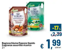 Qui Discount Bagnoschiuma/Sapone liquido fragranze assortite ricarica offerta