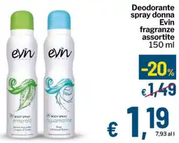 Qui Discount Deodorante spray donna Evin fragranze offerta