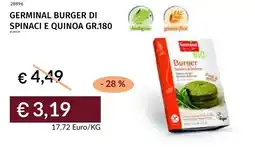 Prezzemolo e Vitale Germinal burger di spinaci e quinoa offerta