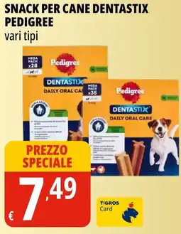 Tigros Snack per cane dentastix PEDIGREE offerta