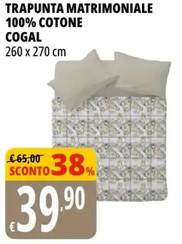 Tigros Trapunta matrimoniale 100% cotone COGAL offerta
