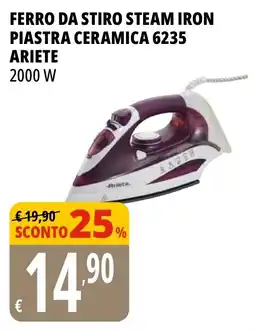 Tigros Ferro da stiro steam iron piastra ceramica 6235 ARIETE 2000 W offerta