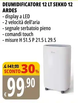 Tigros Deumidificatore sekko 12 ARDES offerta