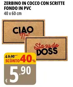 Tigros Zerbino in cocco con scritte fondo in PVC offerta