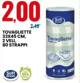 Eurospin Soft Dream Tovagliette 33x45 cm, 2 veli, 80 strappi offerta